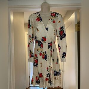 Tory Burch Cream Floral Long Sleeve Dress